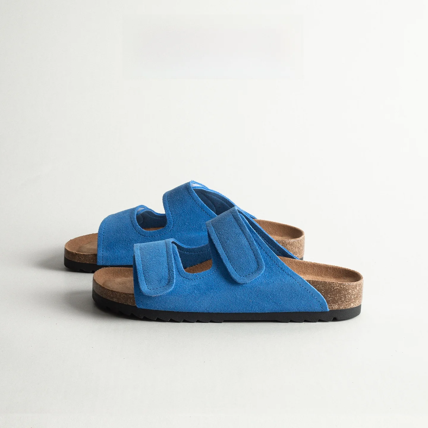 

Real Leather Vintage Flat Bottom Cork Women's Outdoor Wear Magic Tape Versatile Casual Beach Toe-Open Sandals