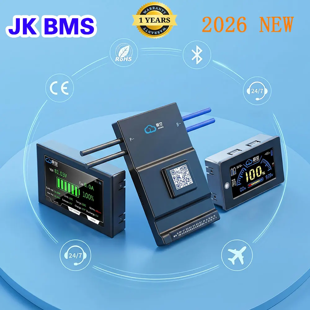

JK Smart BMS BD6A20S10P 8-20S 48V 100A Active Balance Bluetooth LiFePo4 Li-ion LTO Solar Storage RV E-bik