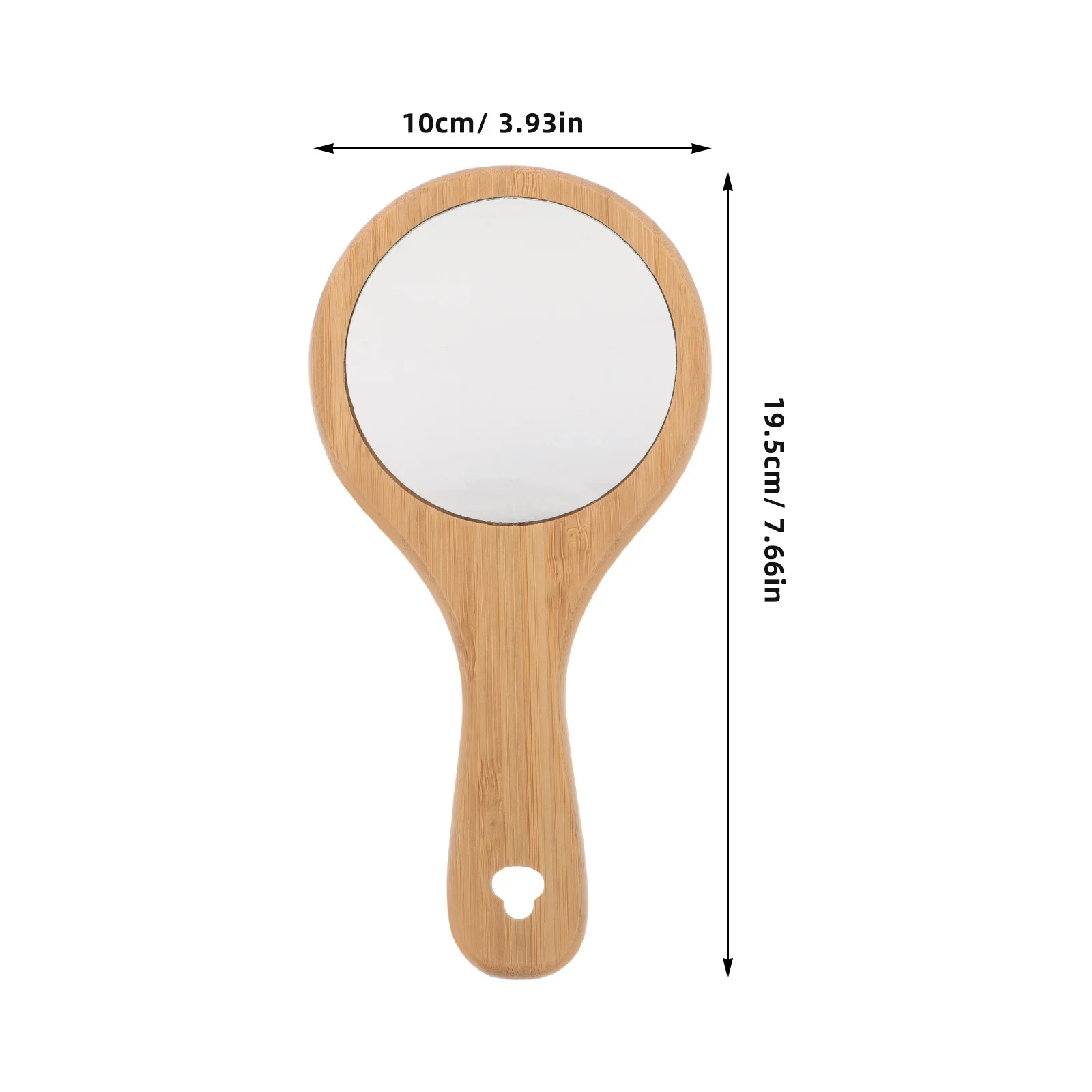 Wooden Handheld Makeup Mirror Round Portable Handle Vintage Mirror for Women Home Travel Salon Use Hand