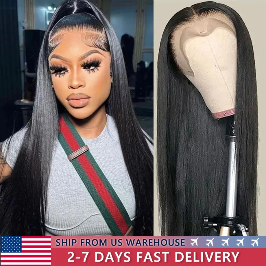 36 38 inch 13x4 Straight Human Hair Lace Front Wigs HD Transparent 13x6 Lace Frontal Wigs 4x4 Lace Closure Wigs For Women Bling