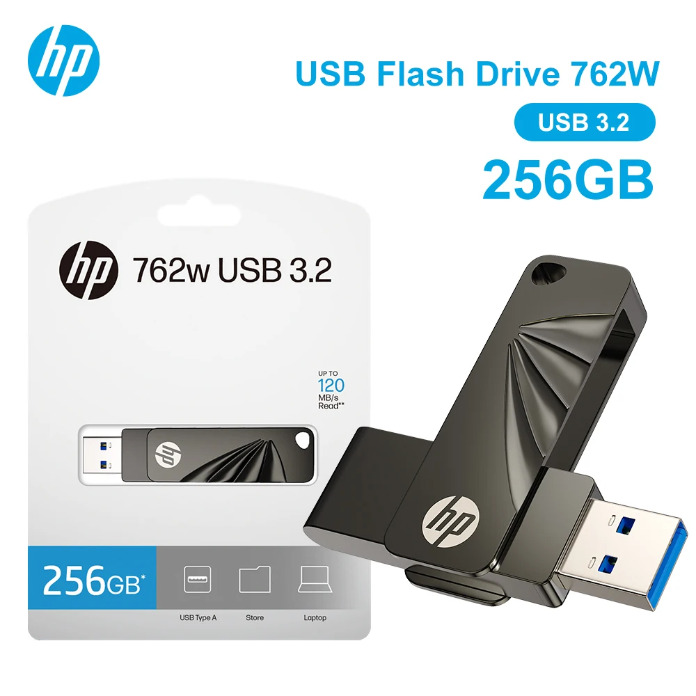 

HP Original USB Memory Pendrive 64GB 128GB 256GB USB 3.2 Flash Drive 120MB/s Rotatable 360° Portable U Disk on Key
