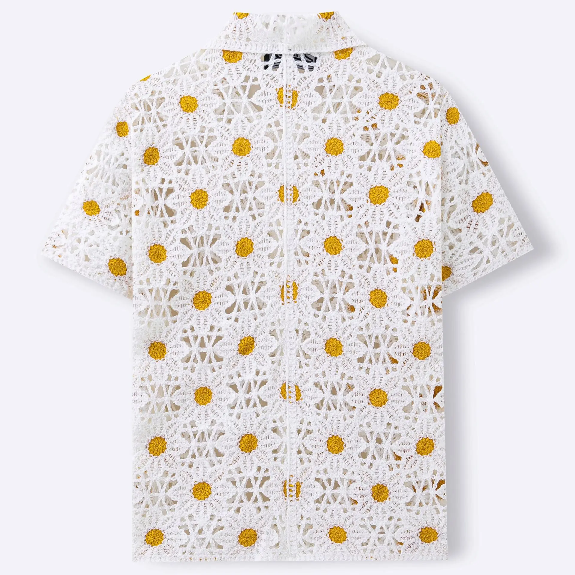 Summer hollow jacquard polo shirt, American retro crochet cardigan, knitted sweater, luxurious and fashionable men's top