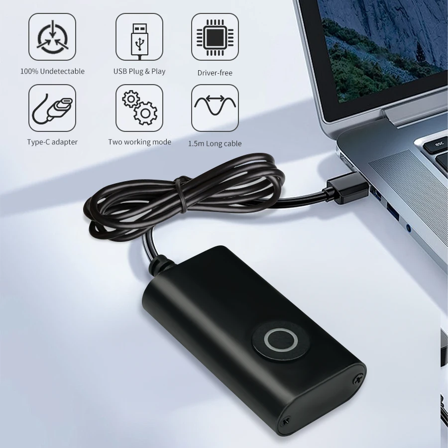Portable Mouse Jitter Simulator Anti-Sleep Device for PC/Laptop Auto-Clicker Game Auto-Play No Software Required Plug And Play