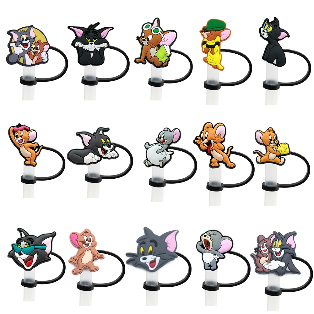 Cat Mouse Animal Straw Cover Cap for Reusable Drinking Dust Cap Glas Cup Accessories,Straw Toppers 10mm Silicone Straw Cover