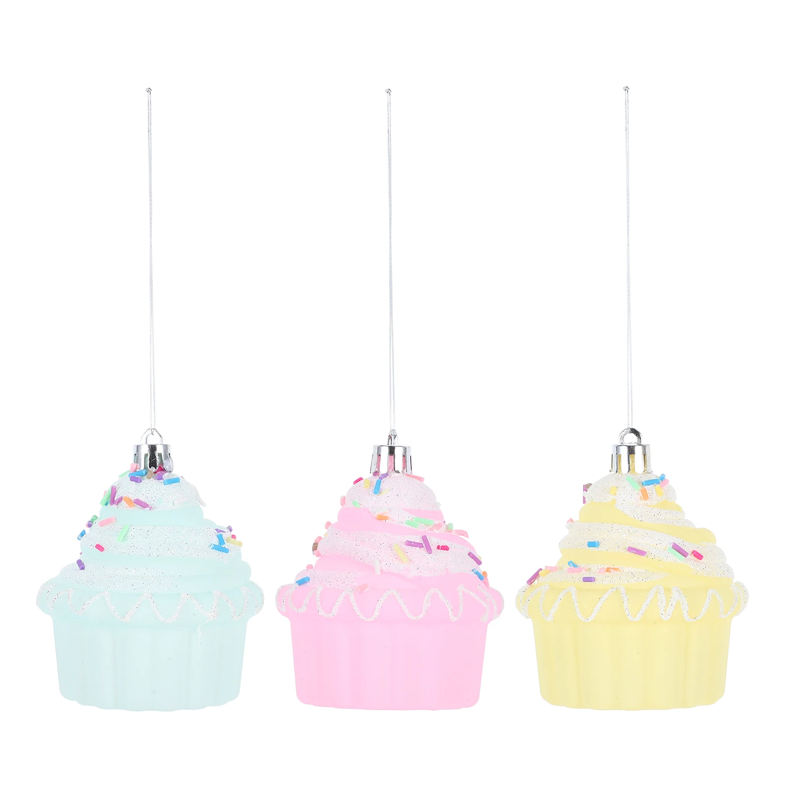

3Pcs Cake Accessories Cane Tree Decorations Hanging Christmas Plastic Fake Cupcake Vibrant Colors Realistic Design