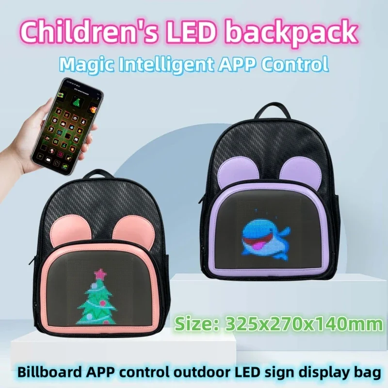 LED Backpack, LED Dynamic Advertising Backpack Walking Billboard Smart Programmable Multilingual APP LED Sign Display Screen Bag