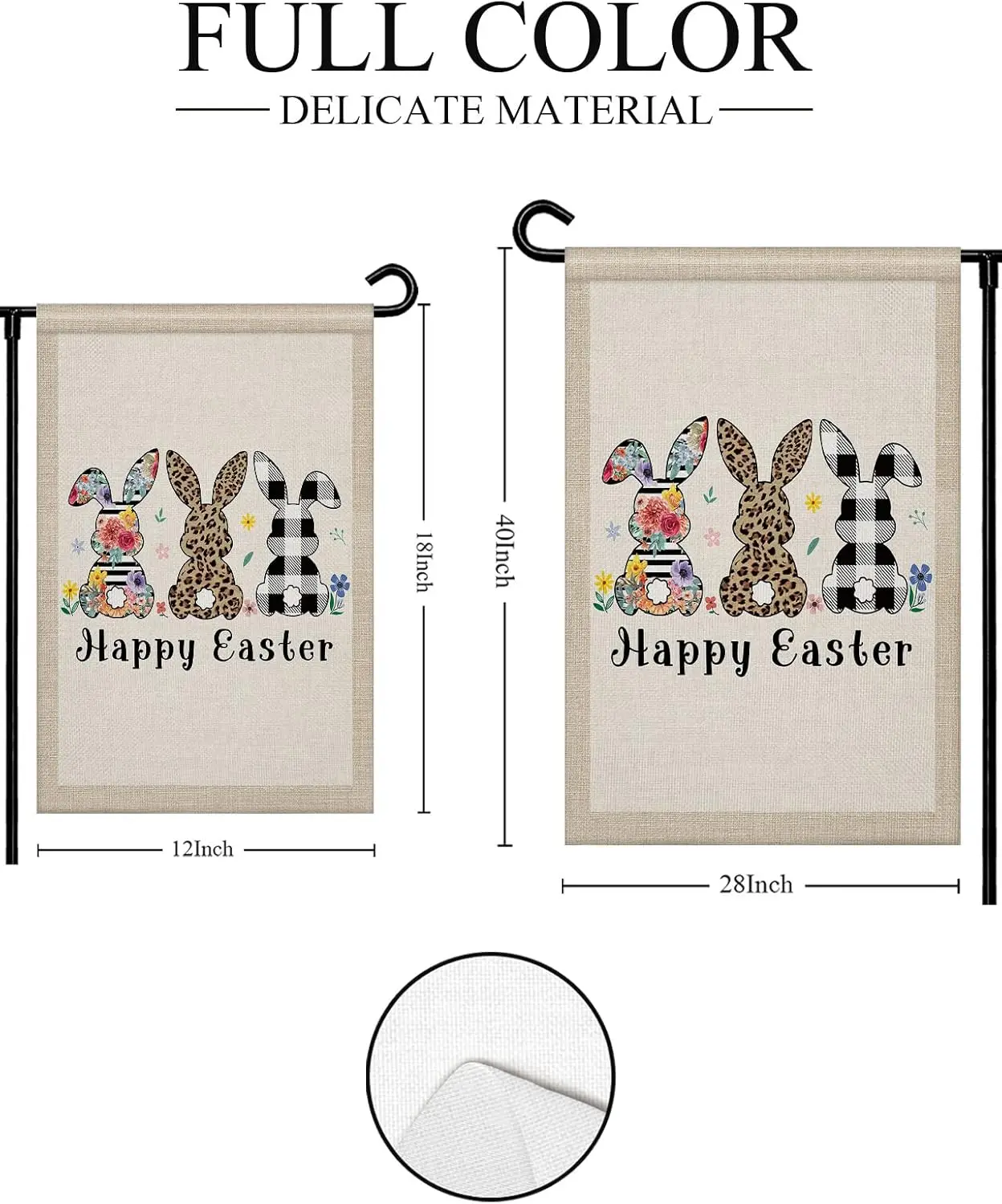 Black and White Plaid Garden Flag 12x18 Double Sided - Welcome Garden Flags for All Seasons Outside Décor,Easter Bunnies Spr zzo