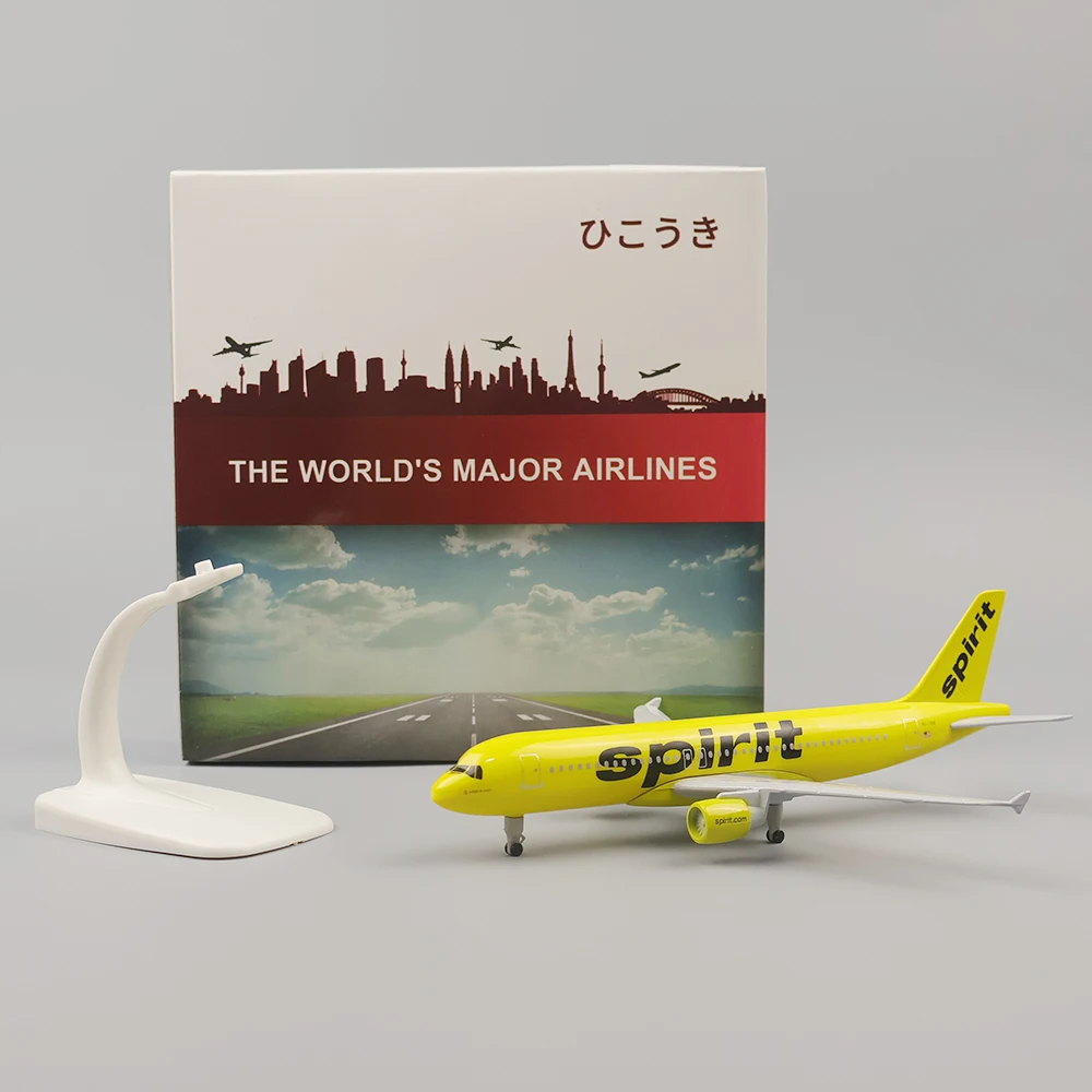 Metal airplane model 20cm 1:400 american spirit a320 aviation simulation alloy material, suitable as a birthday gift to the boy