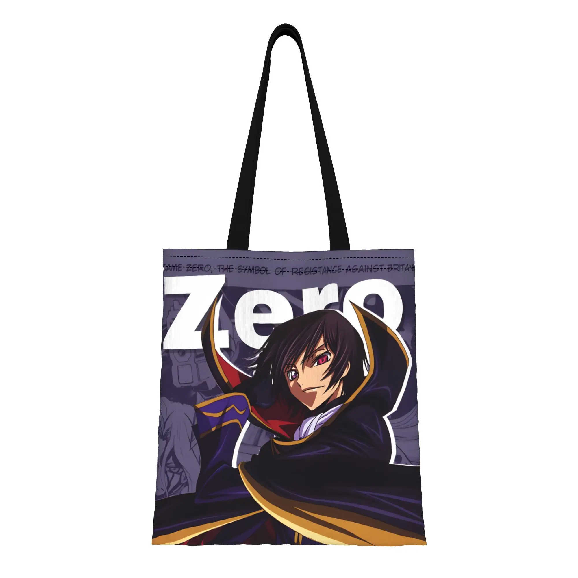 1PC Large Capacity The Rebel Leader Code Geass Canvas Tote Bag Foldable Chic Pattern No Closed Design