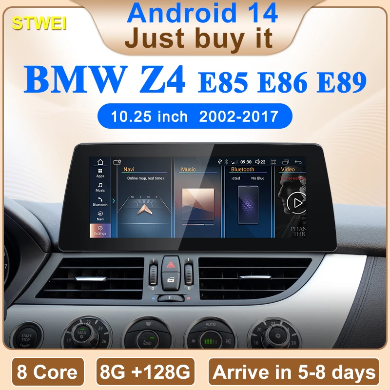 STWEI ID8 10.25inch Android 14 Wireless CarPlay AUTO For BMW Z4 E85 E86 E89 CIC NBT Car Multimedia Video Players GPS Bluetooth
