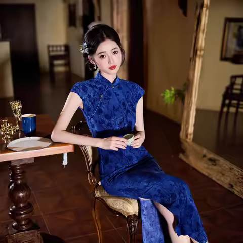 Traditional Chinese Cheongsam Stage Party Chinese Dress Vintage Classic Old Shanghai Qipao Costume Novelty Evening Party Dress
