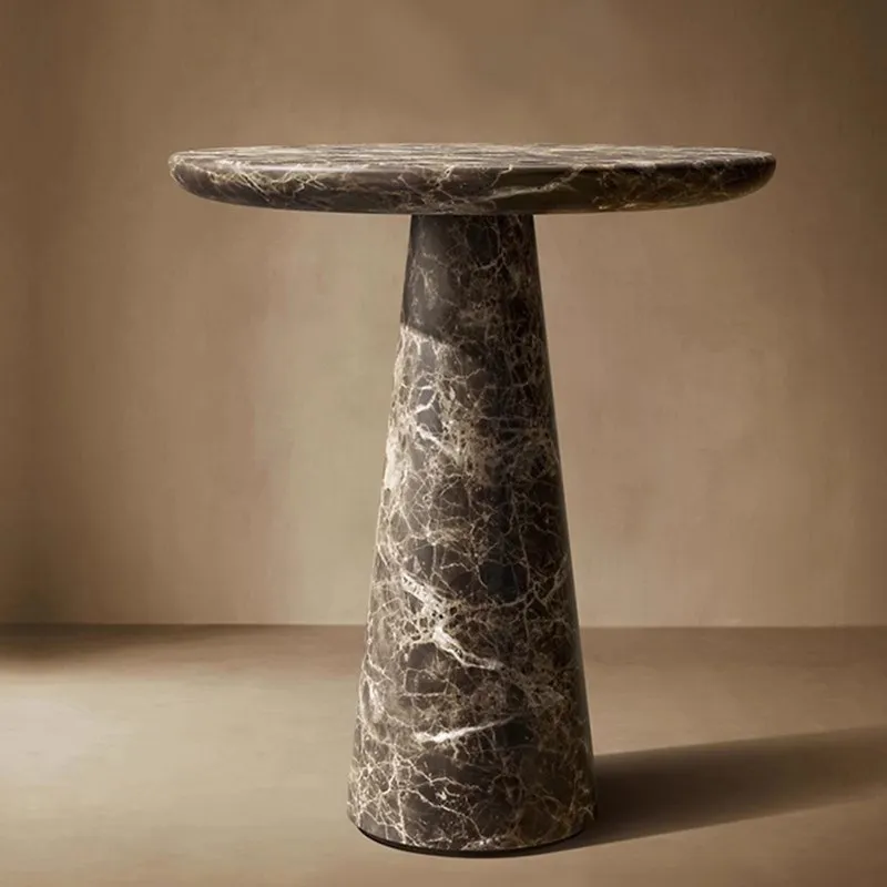 Mesa Auxiliar de Mármol Natural Emperador Oscuro, Mesa Esquinera de Diseño Nórdico para Villa, Hogar, Sofá, Mesa de Centro Pequeña Creativa