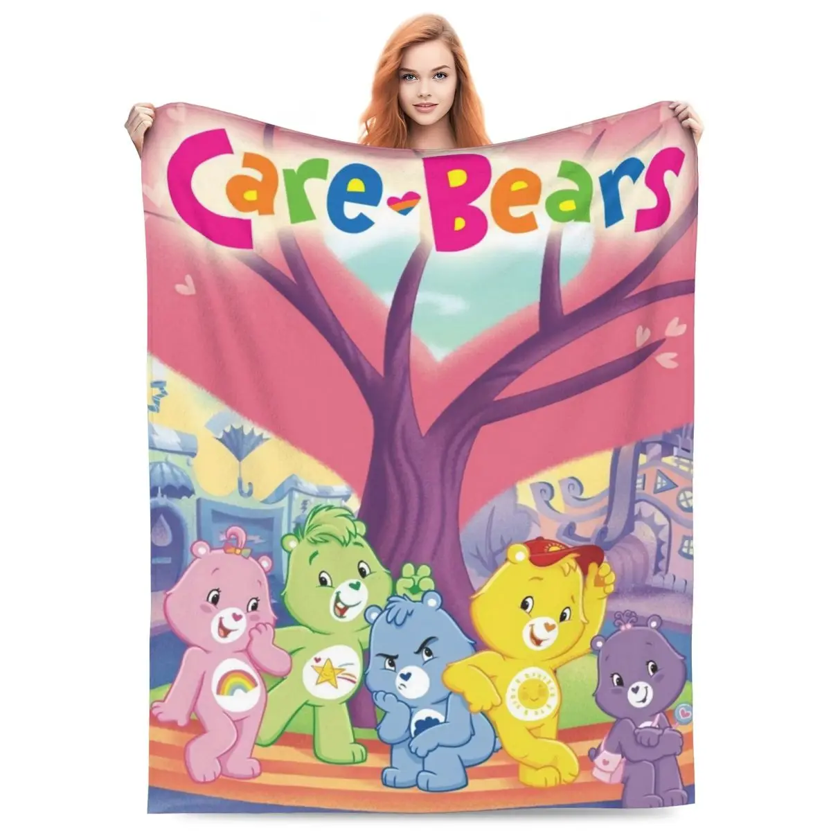 Warm Soft Blanket Decorative Care Bears Cloudy Throw Blanket Flannel Bedspread For Outdoor Fashion Sofa Bed Cover