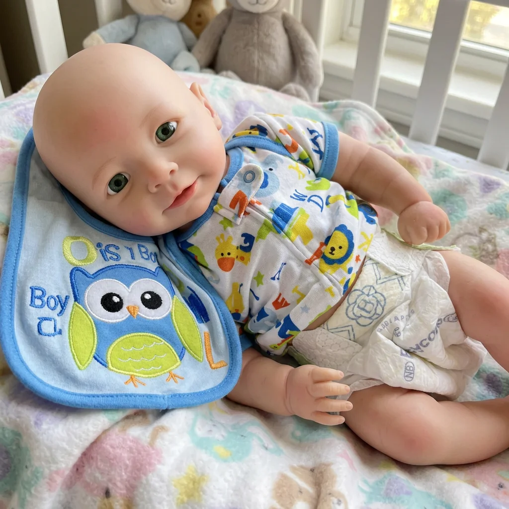 18 Inch Lisa Full Body Silicone Reborn Doll Bald Design Lifelike Hand Painted Waterproof Collectible Art Ornament for Holiday