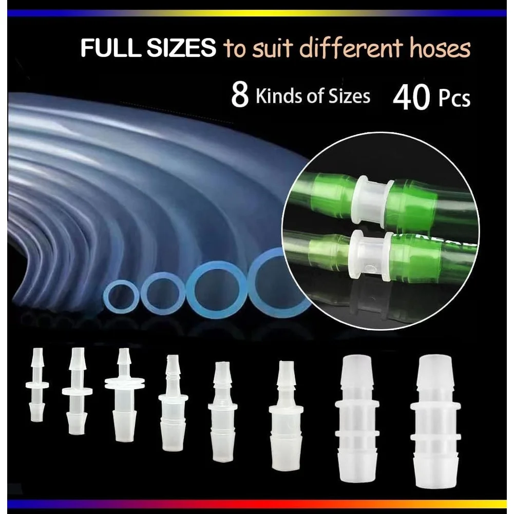 

Набор из 40 пластиковых фитингов для шлангов: прямые соединители и переходники для аквариума, 20x13.8x3.8см, соединитель для труб