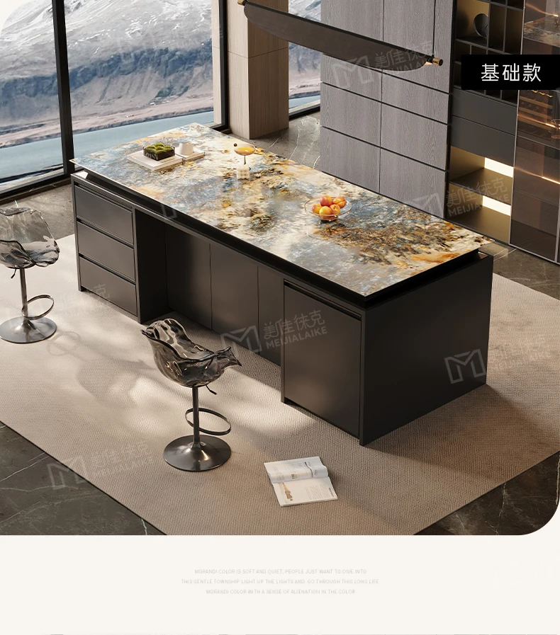 Italian light luxury bar advanced sense of the island table integrated home open kitchen high-end rock slab island cabinet