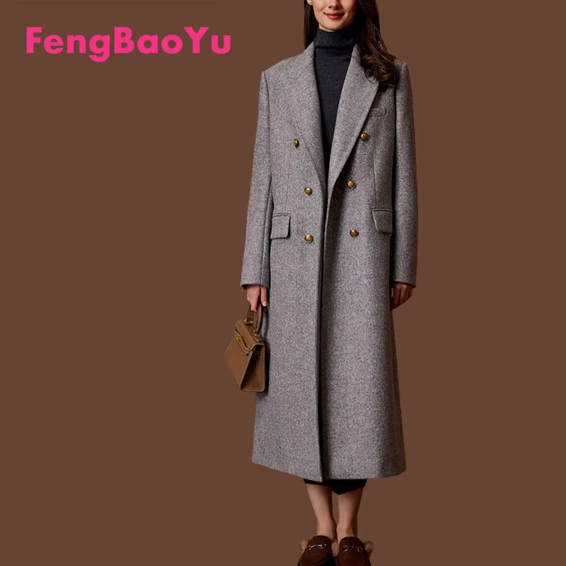 

High-end Double-sided Pure Wool Coat r Women Autumn and Winter Woolen Black Luxury Temperament Atmospheric Pure Handmade Coat