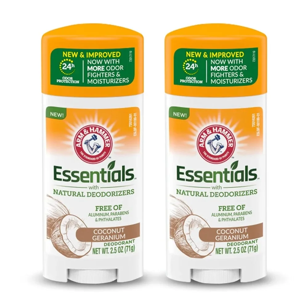 Natural Deodorant Aluminum Paraben Phthalate Free Coconut Geranium Scent Deodorizer Essential Body Care 2.5 oz Twin Pack
