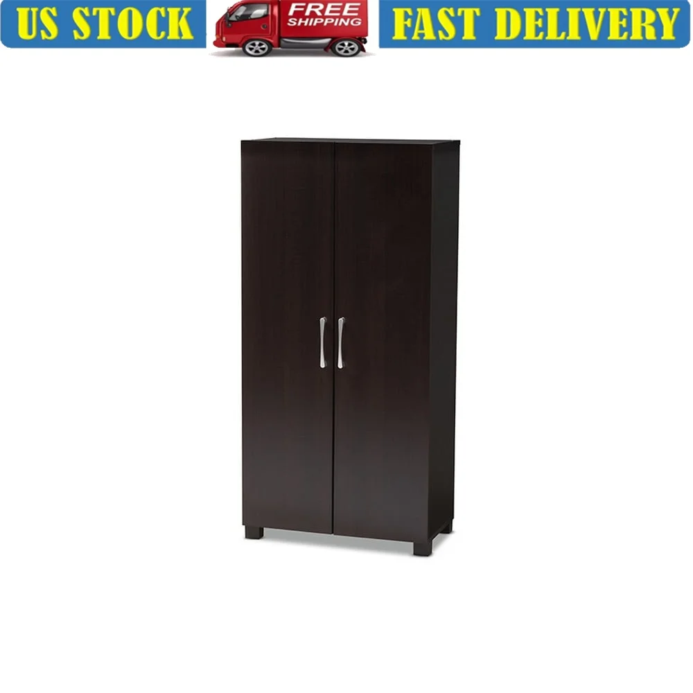 

Modern Wood Entryway Shoe Storage Cabinet Efficient Shoe Organizer 2-Door Design with 6 Shelves Ventilation Cut-Outs Indoor Use