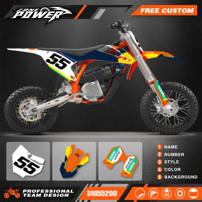 

Наборы наклеек Powerzone Custom Team для KTM SX50 SXF 2016 2017 2018 2019 2020 2021, индивидуальный номер 01