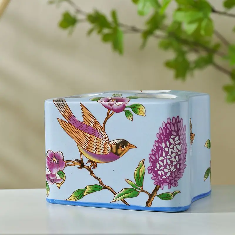 Modern Toothbrush Holder Bathroom Couple Toothbrush Toothpaste Organizer Painted Flower Ceramic Storage Tube Bathroom Accessorie