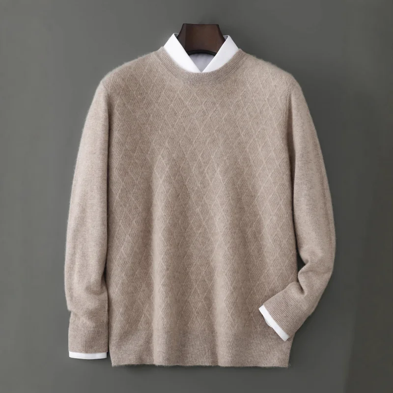 25. осень-зима, новый шерстяной свитер с круглым вырезом, мужской пуловер, свободный универсальный свитер, молодежный вязаный базовый свитер среднего возраста