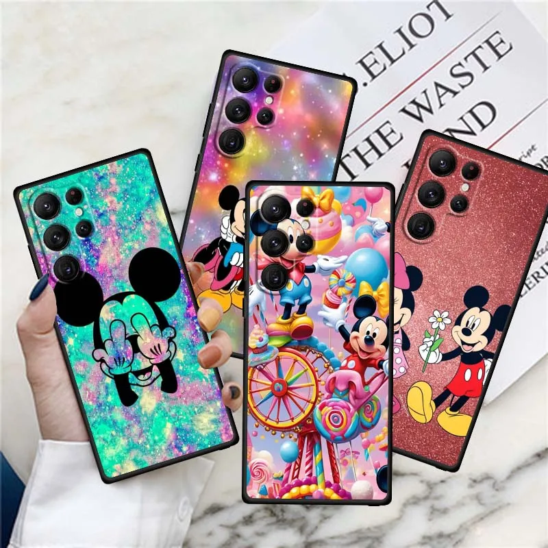 

Mickey Minne Sequin Popular For Samsung Galaxy S25 S24 S23 S22 S21 S20 S10 Ultra Plus FE 5G Black Soft TPU Cover Phone Case