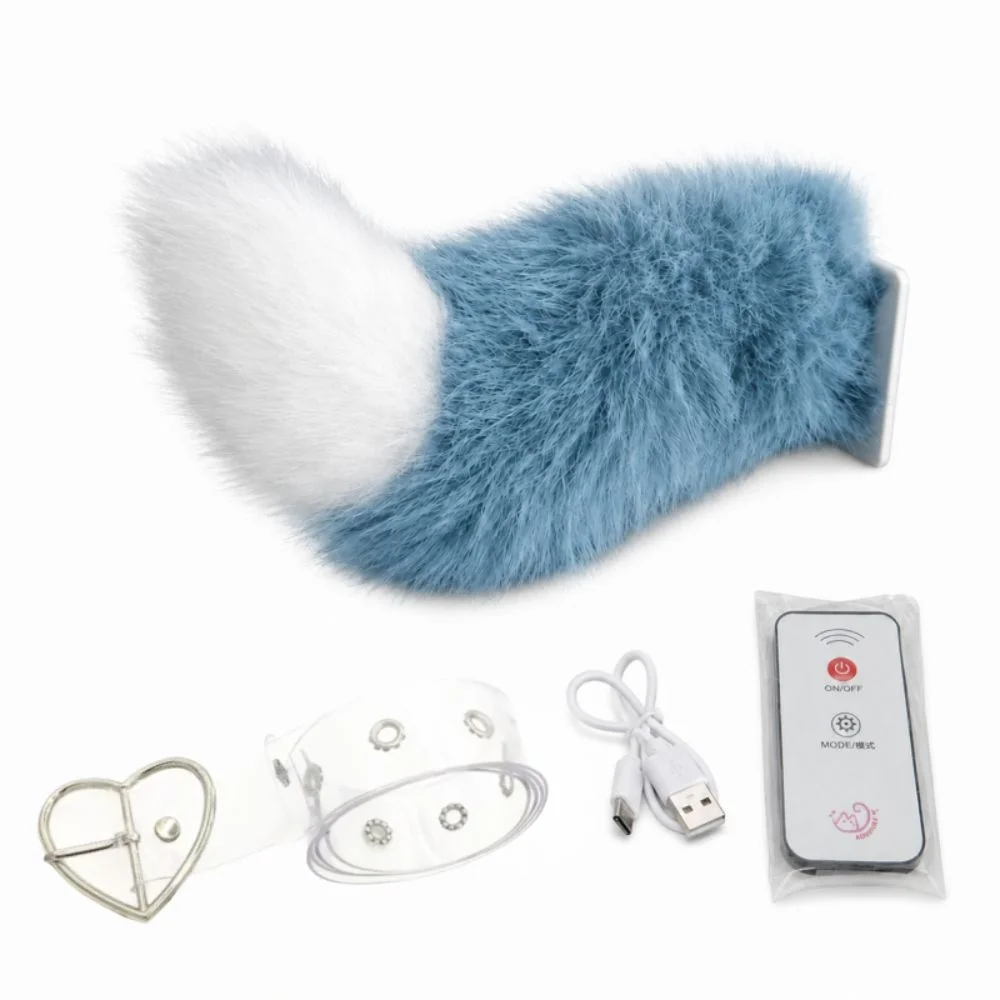 Voice Control Electric Fox Tail Belt Remote Control Rechargeable Role-playing Belt Realistic Fluffy Plush Electric Tail