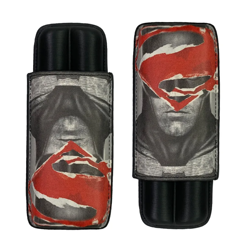 Tragbare 2-Röhren-Zigarrenbox aus Leder, trendige Cartoon-Figur für Herren, Raucherhalter-Set, Zigarre-Humidor-Koffer, Reisezubehör – Detail 7