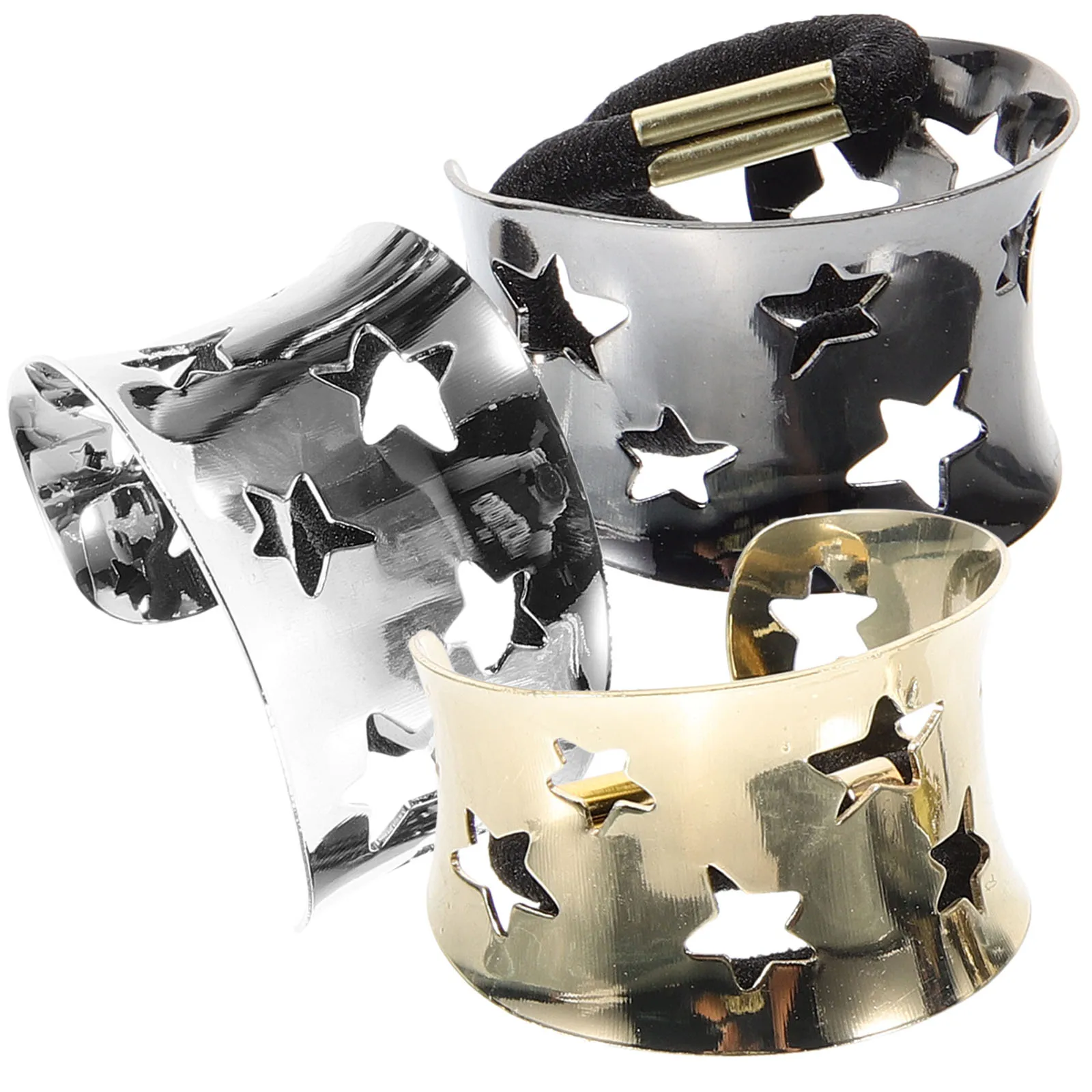 

3 pcs Star-Shaped Ponytail Holders Decorative Elastic Hair Ties for Women Stylish Cuff Snap Accessories Perfect for Wedding