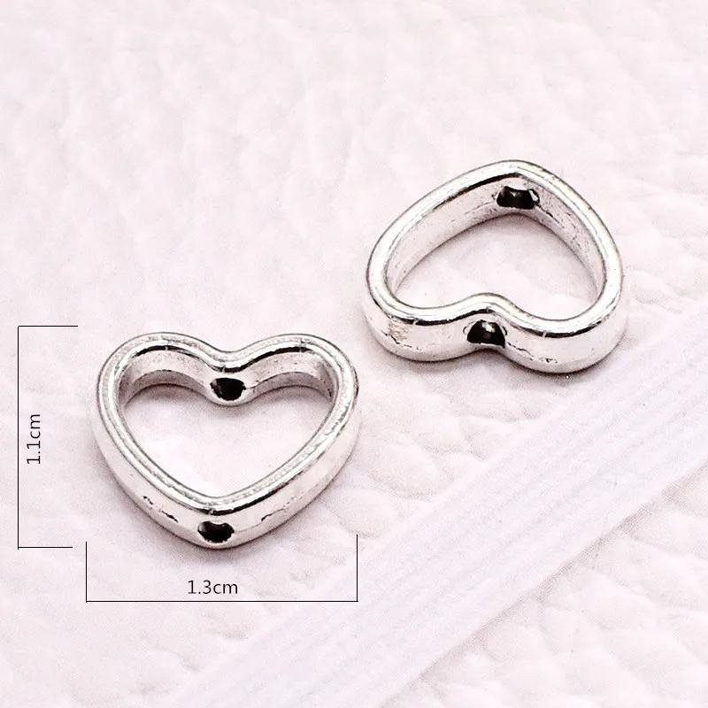 20pcs/Lot Love Heart Hollow Loose Spacer Beads Silver Color Alloy Beads For Jewelry DIY Necklace Bracelets Accessories