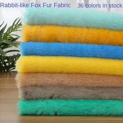 Fur Fabric By The Meter for Clothing Coats Bags Sewing Decorative Thickened Faux Rabbit Fox Cloth Plain Black White Plush Winter