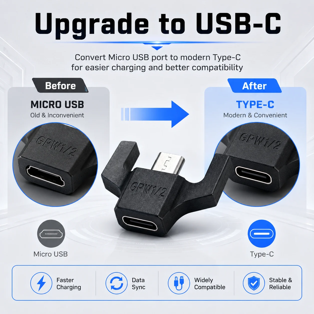 Typ-C-Adapter für Logitech G Pro Wireless / GPW GPX Superlight/G703/G903 Maus-Ladekonverter, Micro-USB-zu-USB-C-Anschluss – Detail 2