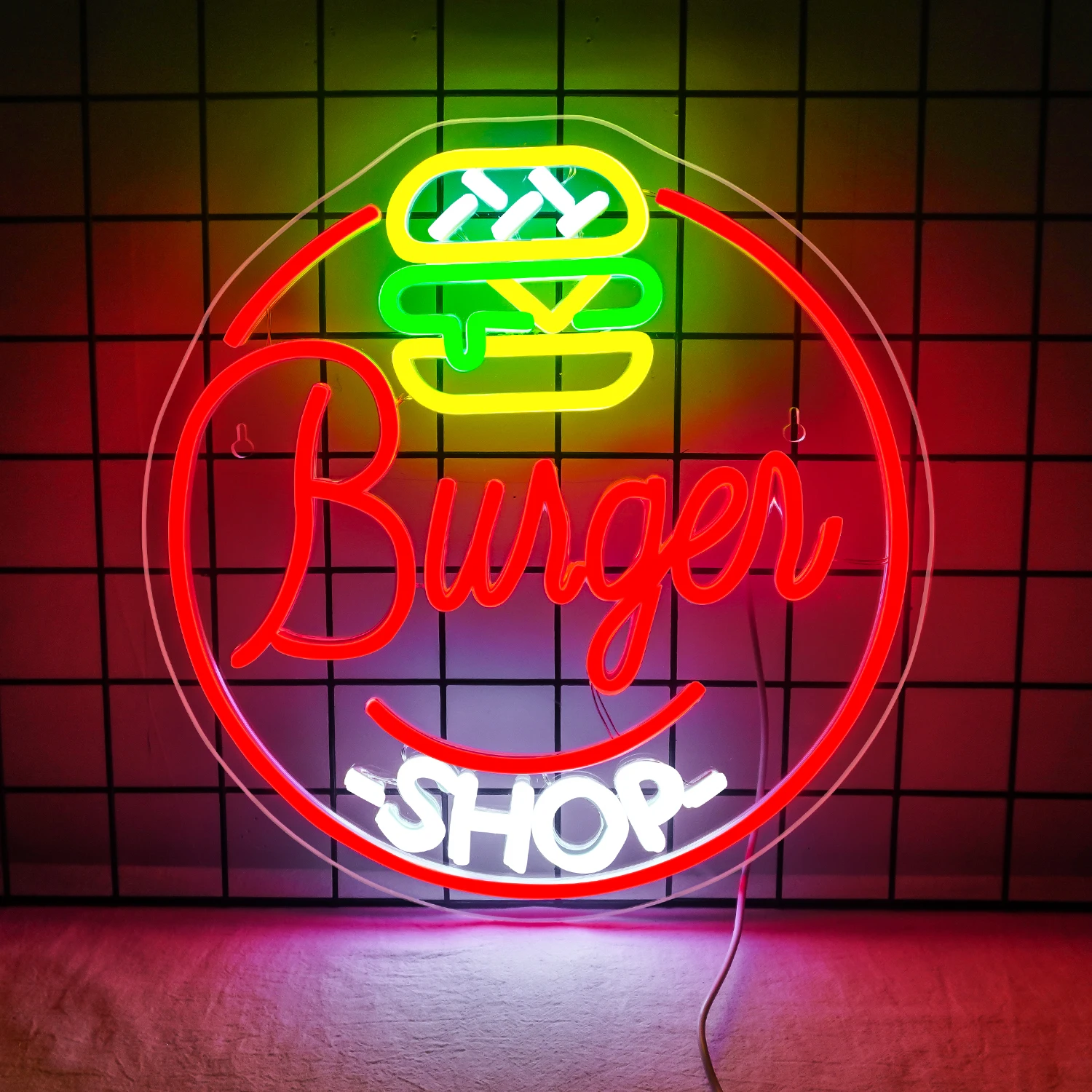 

Burger Shop Neon Sign Store Business Glowing Sign Led Room Decoration Letter USB Power Wall Decor For Fast Food Shop Open Logo