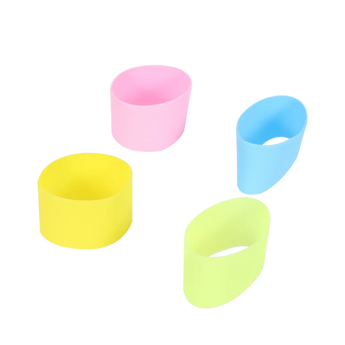 4pcs Solid Color Silicone Heat-resistant Cup Sleeve Protective Non-slip Water Glass Cover for Bottle Mug (Green+Light Blue+Pink+