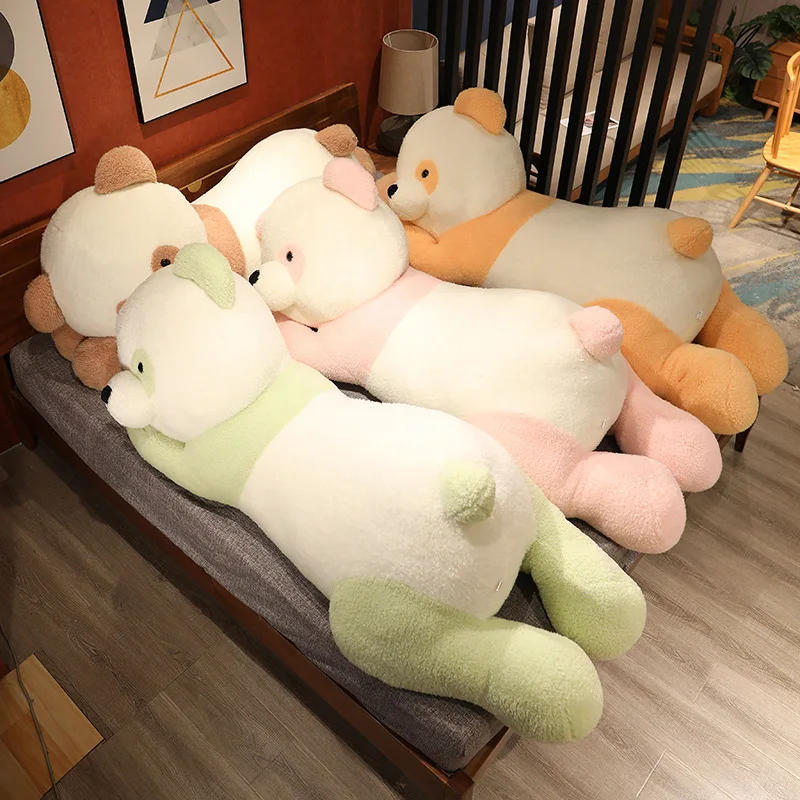 80/100cm Cartoon Lying Bear Plush Toy Stuffed Doll Animal Soft Sofa Colorful Toy Girl Birthday Gift Christmas Present