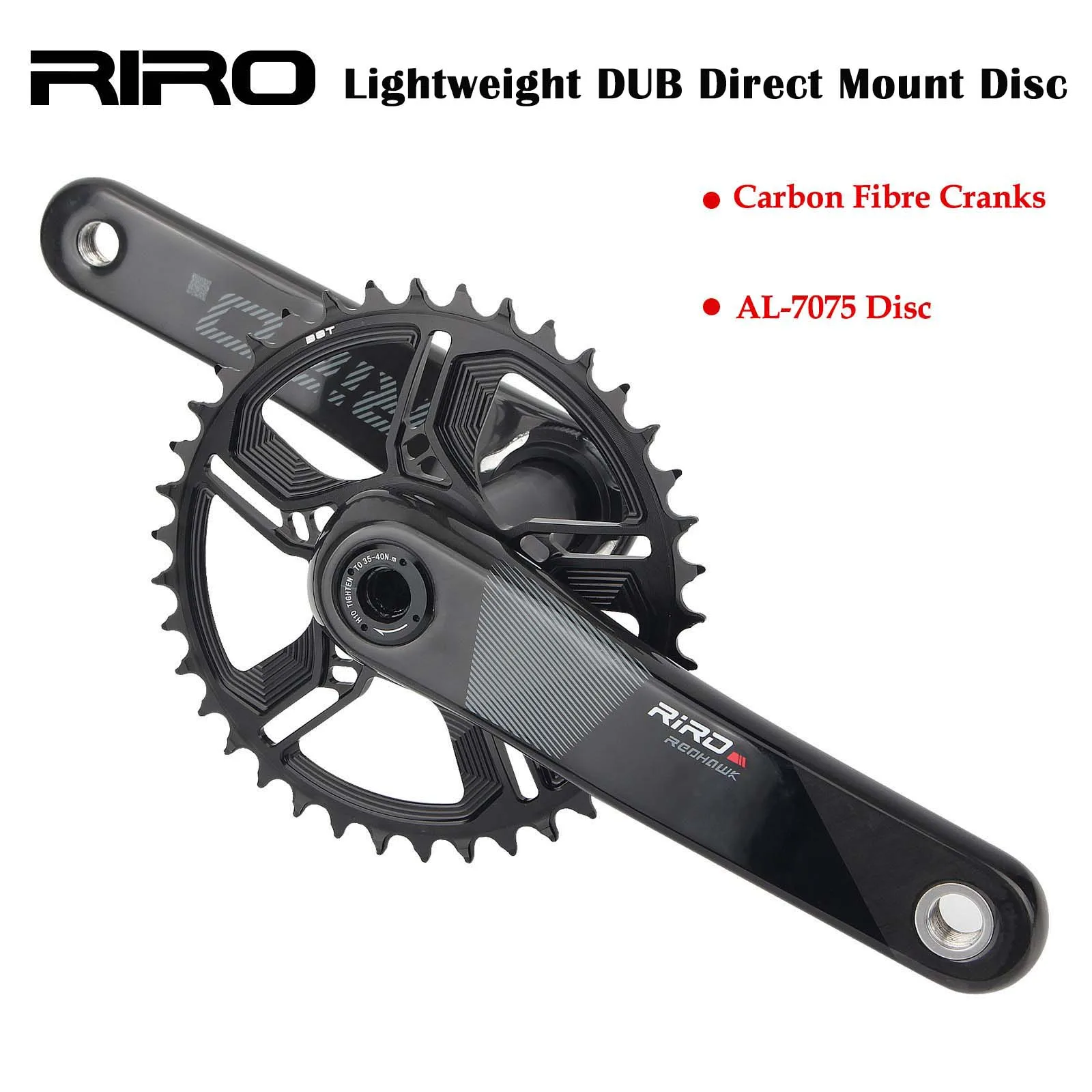 

RIRO Carbon Fibre Crankset for MTB DUB29MM Straight GXP Ultralight Carbon Fibre Crankset with Aluminium Alloy Bracket