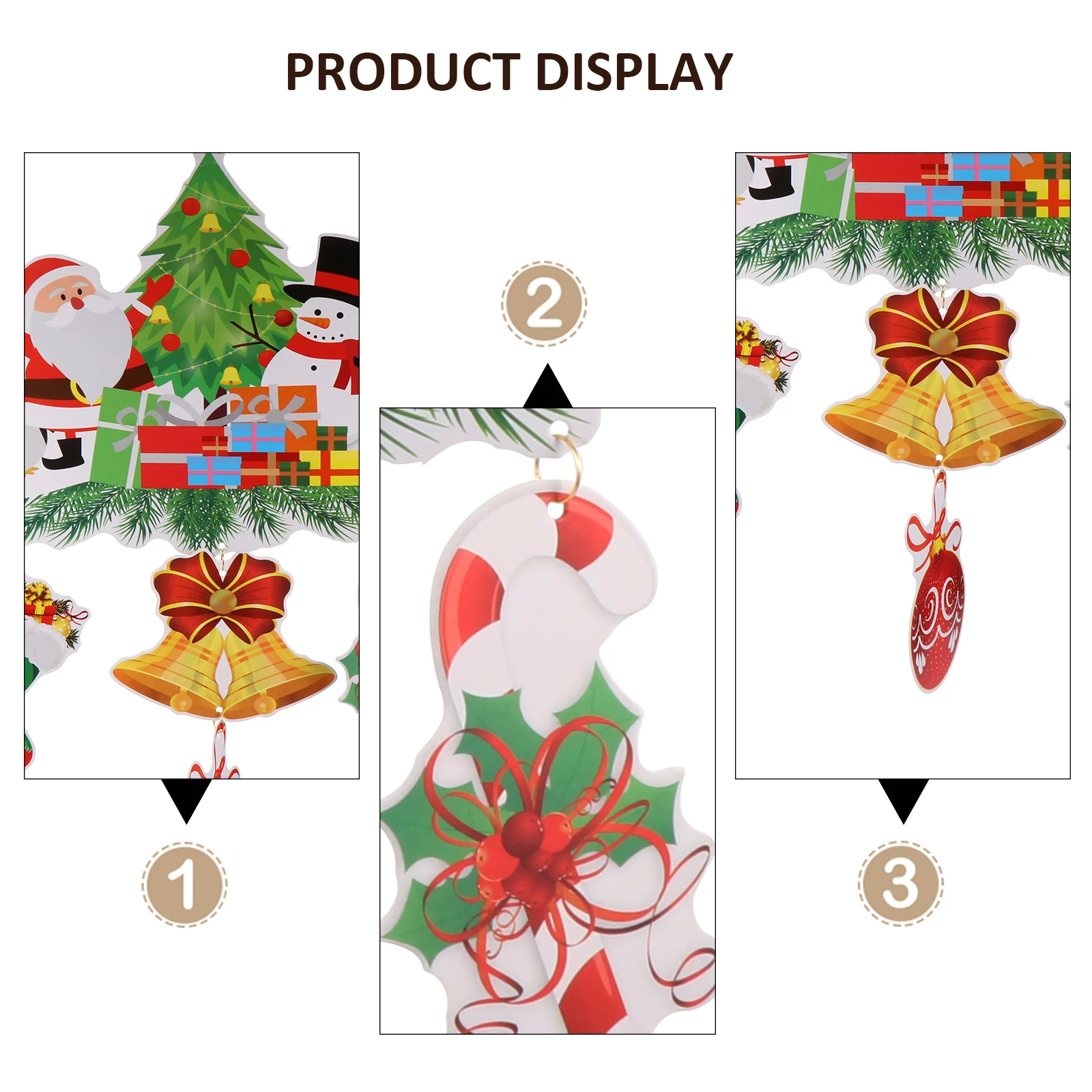 

2 Pcs Santa Pendant Snowman Bell Paper Christmas Ornaments Xmas Outdoor Decorations Hanging Claus Accessories