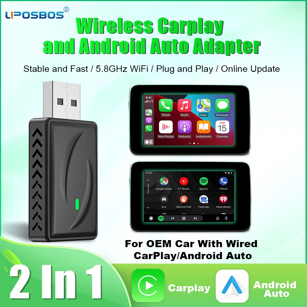

Wireless Android Auto CarPlay Dongle WiFi Bluetooth Plug and play For Volvo Benz Audi Mazda Chevrolet Ford Opel Hyundai Toyota