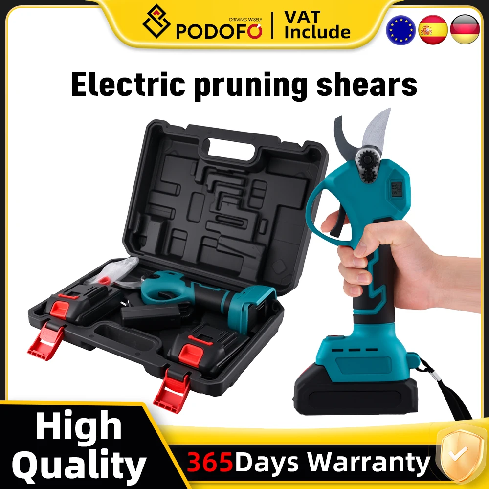 Podofo 40mm électrique sans fil Branches taille sans brosse sécateur arbustes arbre ciseaux jardin outil de coupe pour batterie Makita