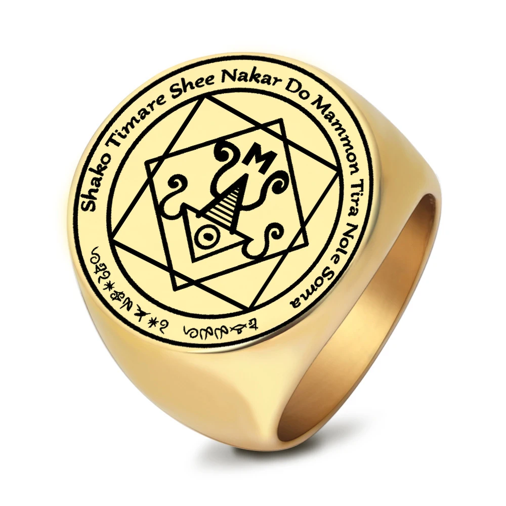 R018 Best Money Talisman of Mammon the Provider of Wealth Through Business Amulet Talisman Laser Cut Stainless Steel Rings