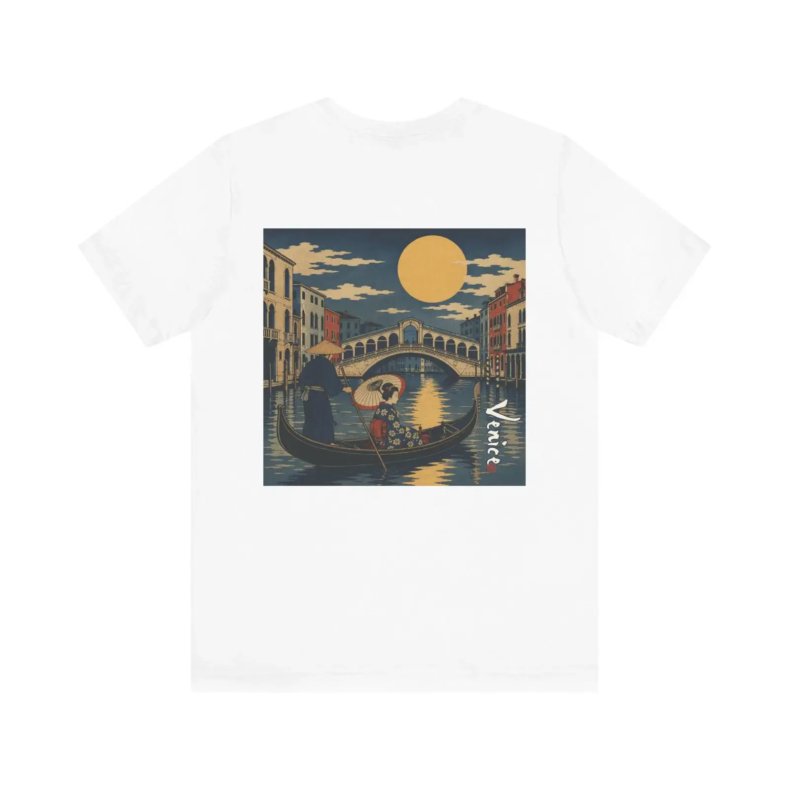 Venice Ukiyo e Japanese Woodblock Art Gondola Grand Canal Print vintage Washed Casual homme Versatile Slightly Comfortable