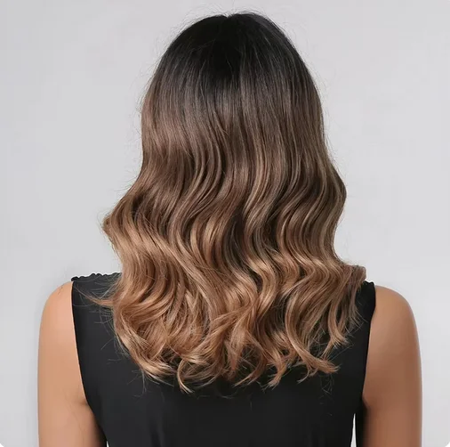 Wig rambut Ombre pirang coklat Wig renda depan untuk wanita Wig sintetis renda depan Wig renda tanpa lem untuk wanita ukuran kecil/besar