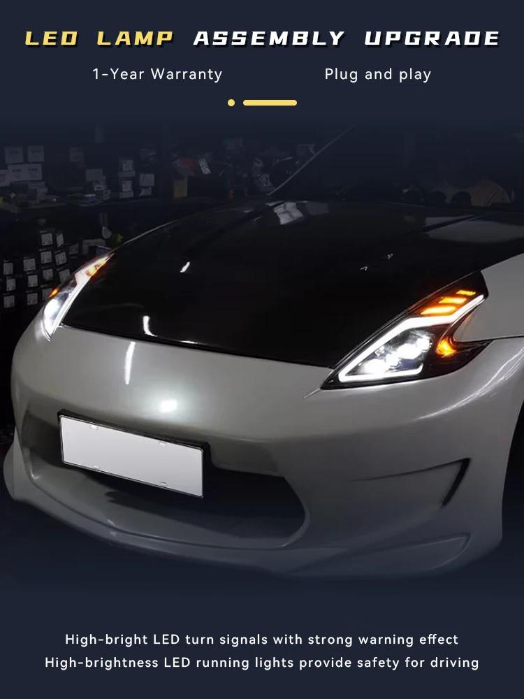 

Автомобильные светодиодные фары для Nissan 370Z 2008-2021: Обновленный стиль, передние фары, ДХО, указатели поворота, аксессуары для авто