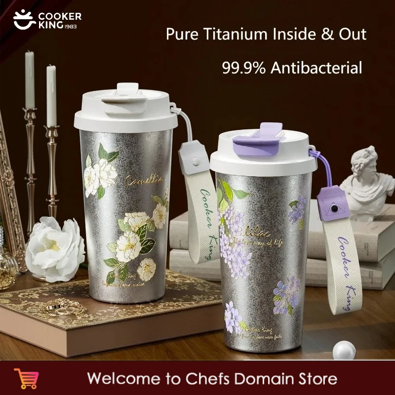 

COOKER KinG на складе, термос из чистого титана, 520 мл, изолированная чашка, портативная кофейная кружка с двойным напитком, автомобильная чашка для холодного напитка, воды