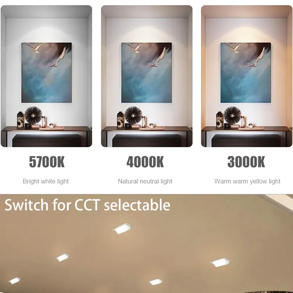 Smart Home 20W CCT Downlight LED Adjustable Rectangular Ceiling Lights for Fashion Store Built-in 3000K 4000K 5700K Down Light