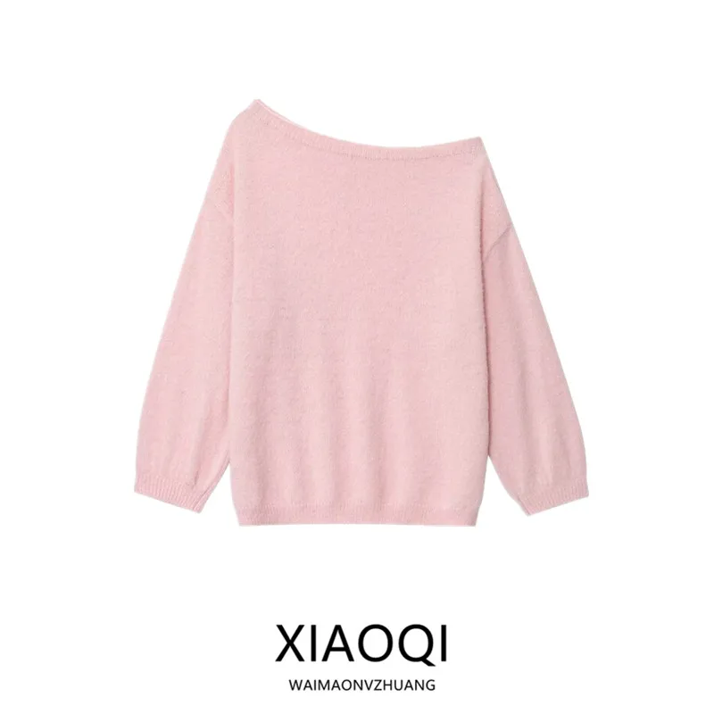 

Soft Cozy Knitwear Loose Lazy Sle Autumn New Women's Faion Gentle Wind European Sle Loose Fit Overhead Ladies Sweater