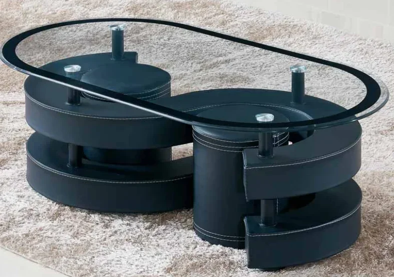 %a coffee table with stools glass top center table design