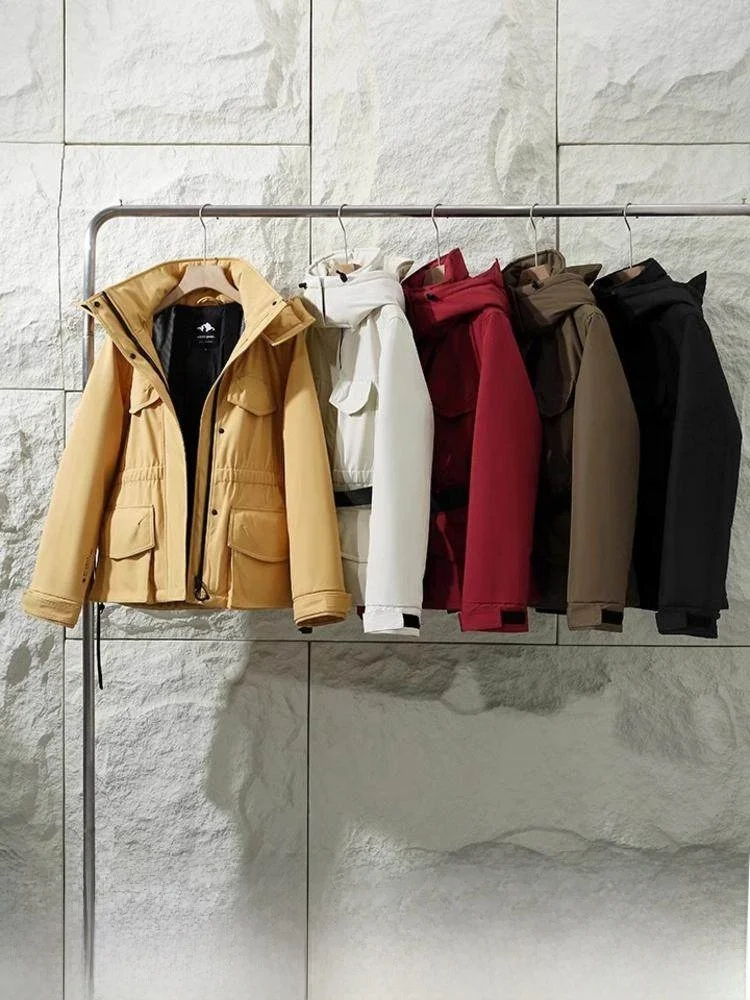 

Женская куртка из настоящего гусиного пуха, тяжелая, 90% гусиного пуха, футболка, четырехсторонняя, с эластичной резинкой на талии, с капюшоном, теплая, модная