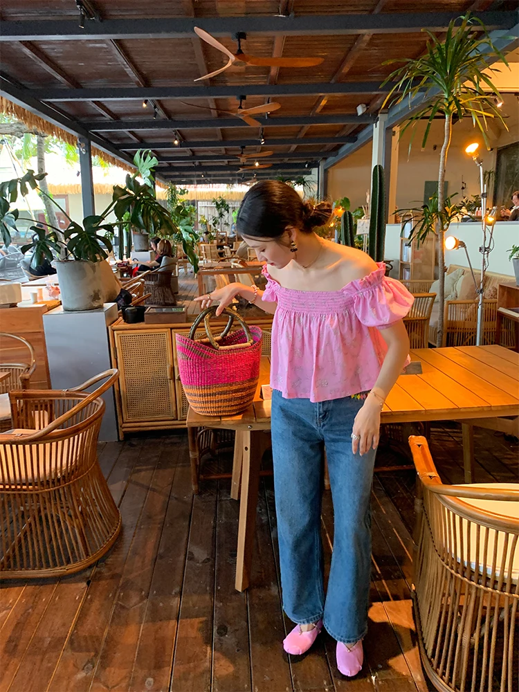 

Свободные широкие женские джинсы с высокой талией и вышивкой, повседневные джинсы весны 2024, новый дизайн, джинсы небольшого размера